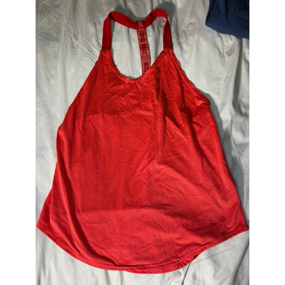Nike Dri Fit Tank Top Women S Red Orange Racerback Logo Shirt